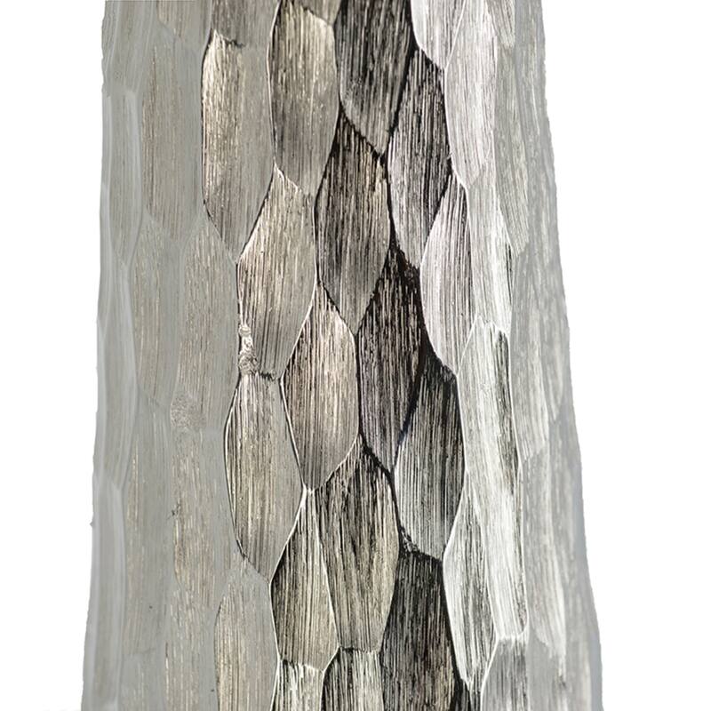 Diamond Pattern Aluminum Flower Vase - 19.25" - Silver