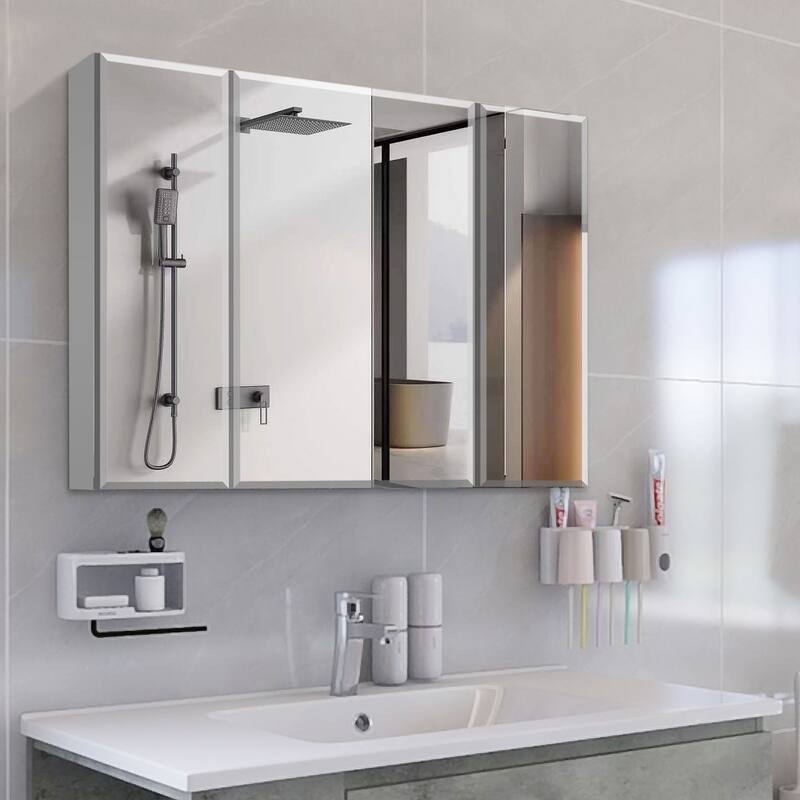 Bathroom Medicine Cabinet with Adjustable Glass Shelves, Waterproof and Rust-Resistant - 5X36 in