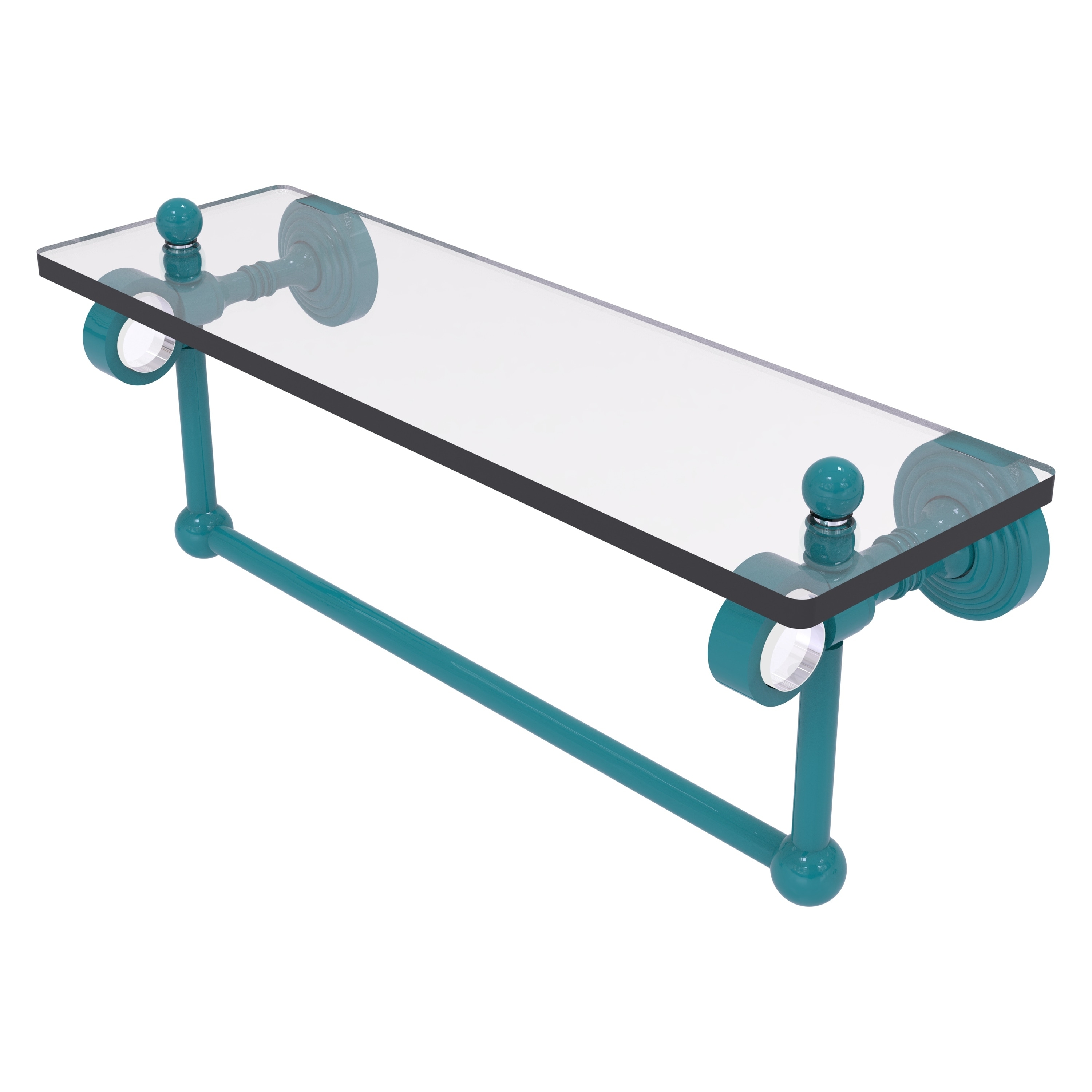 Allied Brass Pacific Grove Collection 16 Inch Glass Shelf with Towel Bar