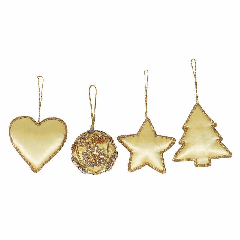 Novica Handmade Bollywood Holiday Beaded Satin Ornaments (Set Of 4)