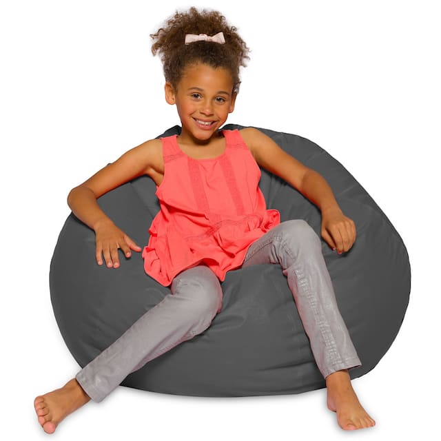 Kids Bean Bag Chair, Big Comfy Chair - Machine Washable Cover - 38 Inch Large - Heather Gray