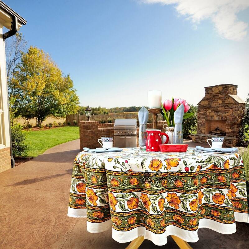 Cotton Sweet French Country Floral Tablecloth Round, Runner