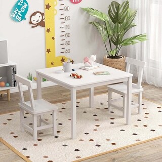 3 PCS Wood Children Table & Chairs Set Kids Play& Writing Desk Set