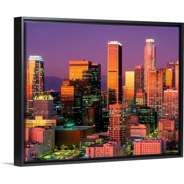 Shop Los Angeles Skyline At Sunset Black Float Frame Canvas Art