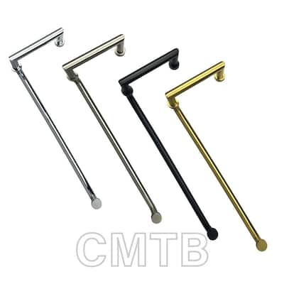 CEL Round Tubing Mitered Corner 8" Pull Handle with 30" Towel Bar Comb Set for Shower Door