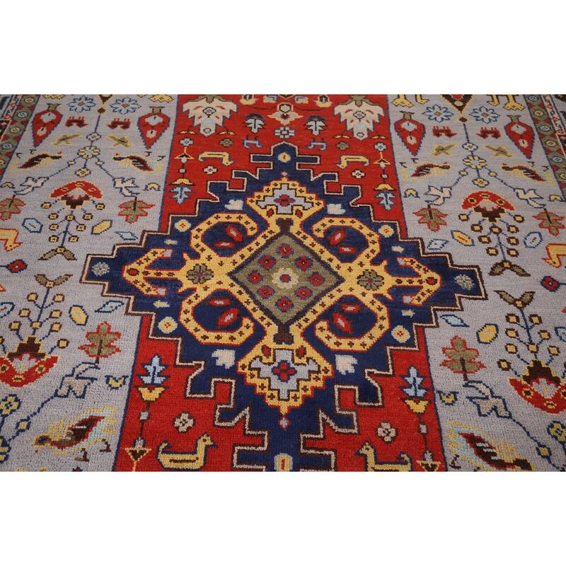 Tribal Geometric Heriz Serapi Indian Area Rug Hand-Knotted Wool Carpet - 8'11" x 11'8"