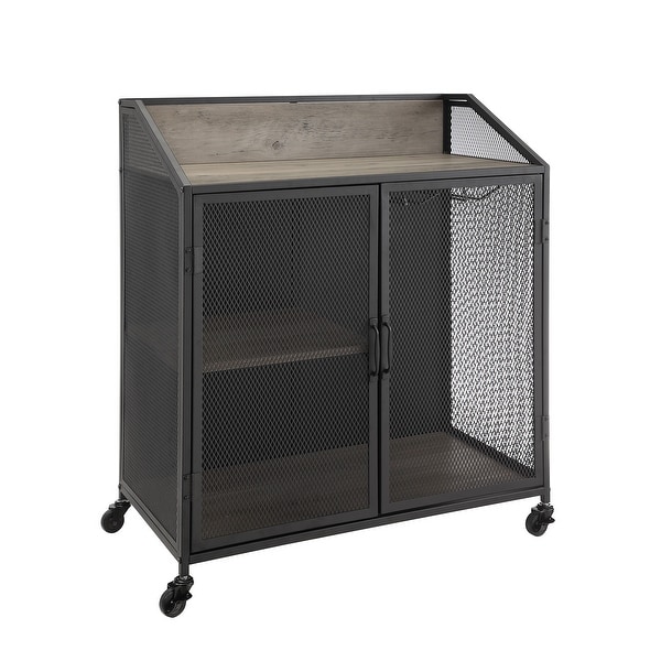 Delacora WE-BDU33SOIBC Rockport 33" Wide Three Shelf Laminate, Metal and Mesh Accent Cabinet