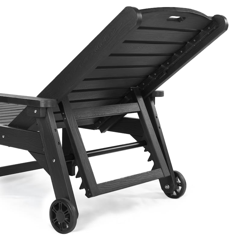 Patio Adjustable Wheeled Chaise Lounge Chairs with Arms for Deck, Backyard, or poolside (Set of 2) - 78.9"L x 24"W x 39.7"H