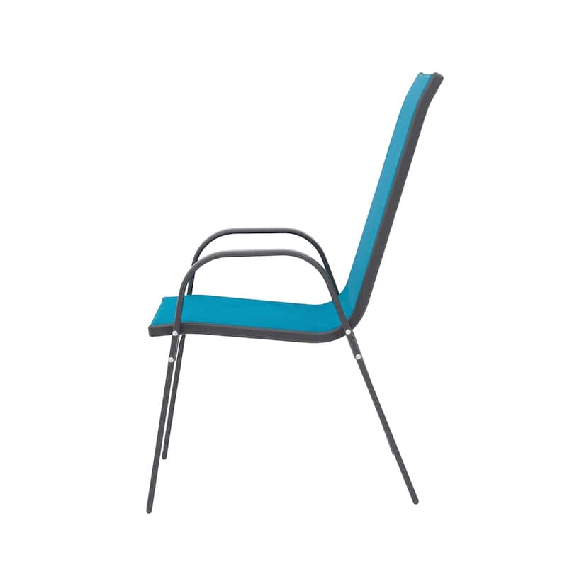 4 Piece Patio Chairs, Outdoor Camping Chairs with Breathable Textilene Fabric, Set of 2 Garden Chairs with Armrest High Backrest