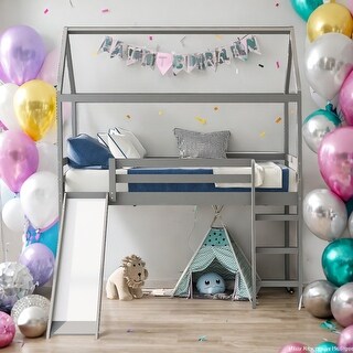 Twin Size Modern Loft Bed House Bed With Slide,Sturdy Construction