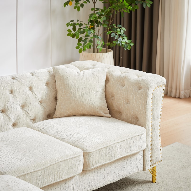 81.5" Chenille L-Shaped Sectional Sofa, 5-Seater Corner Couch with 3 Cushions