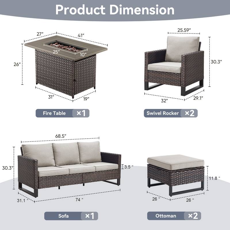 Gymojoy Outdoor Fire Pit Conversation Set, Patio Furniture with Cushions