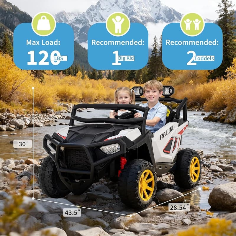 24V Ride On Toys 2 Seater Electric UTV Car Toy for Big Kids, White