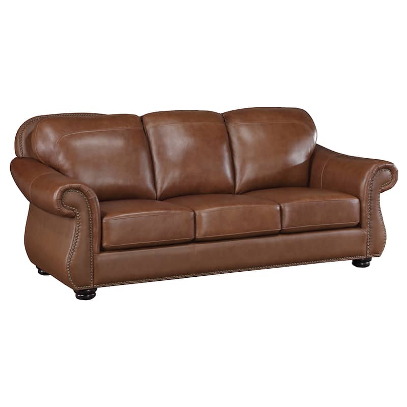 Fowler Leather Match Living Room Sofa - Camel Brown