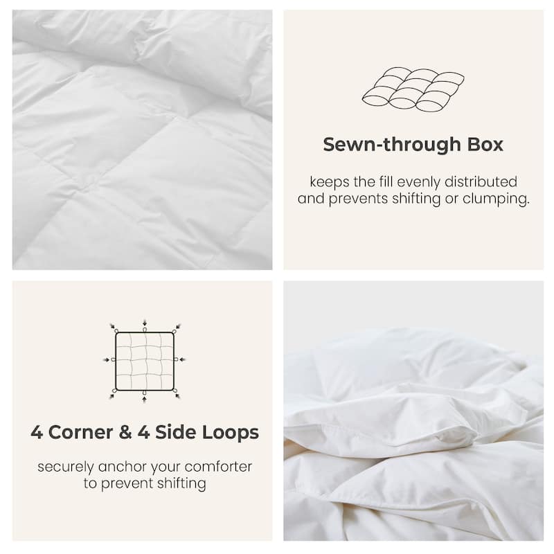 All Season 300TC Organic Cotton Down Comforter - 100% Natural, Chemical-Free, Medium Warmth Duvet Insert