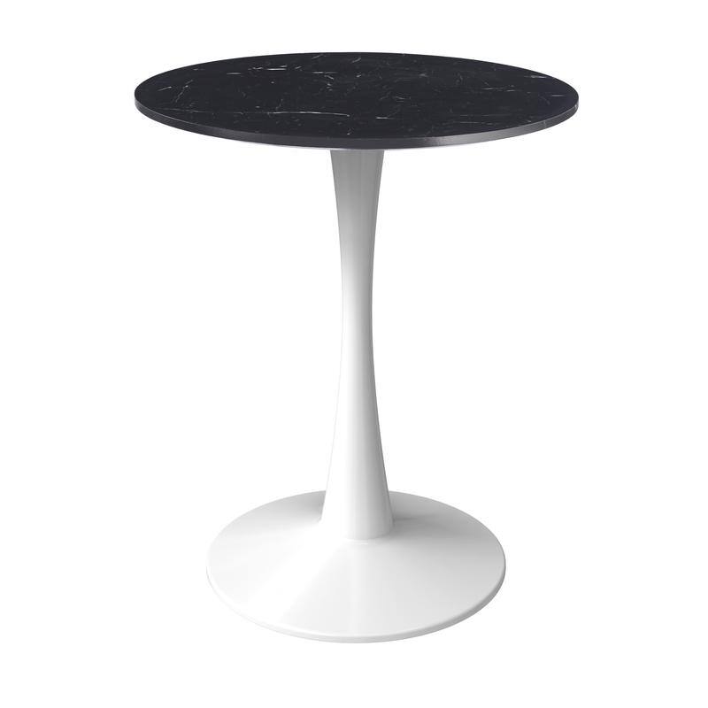 Bristol Modern Round Dining Table with Stain Resistant Solid Wood Top and White Pedestal Base for Home, Cafes and Restaurant