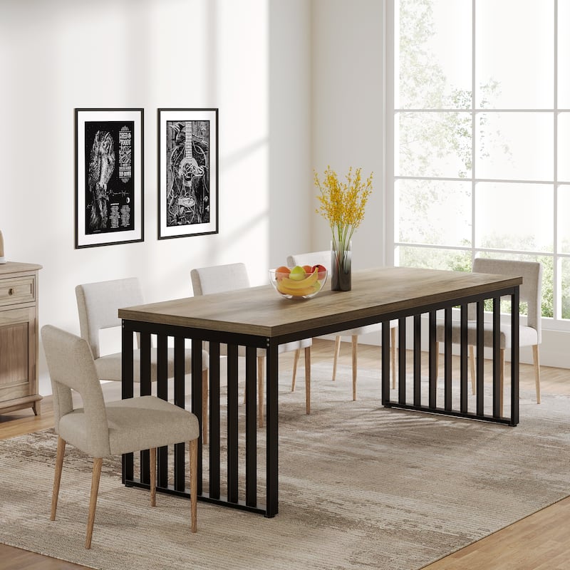 78.74-inch Kitchen Dining Table with Metal Legs