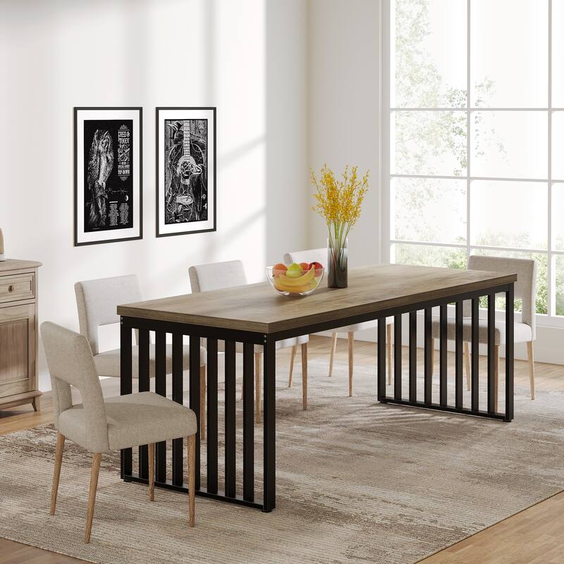 Dining Table for 6-8,78.74-inch Wood Metal Kitchen Table for Dining Room