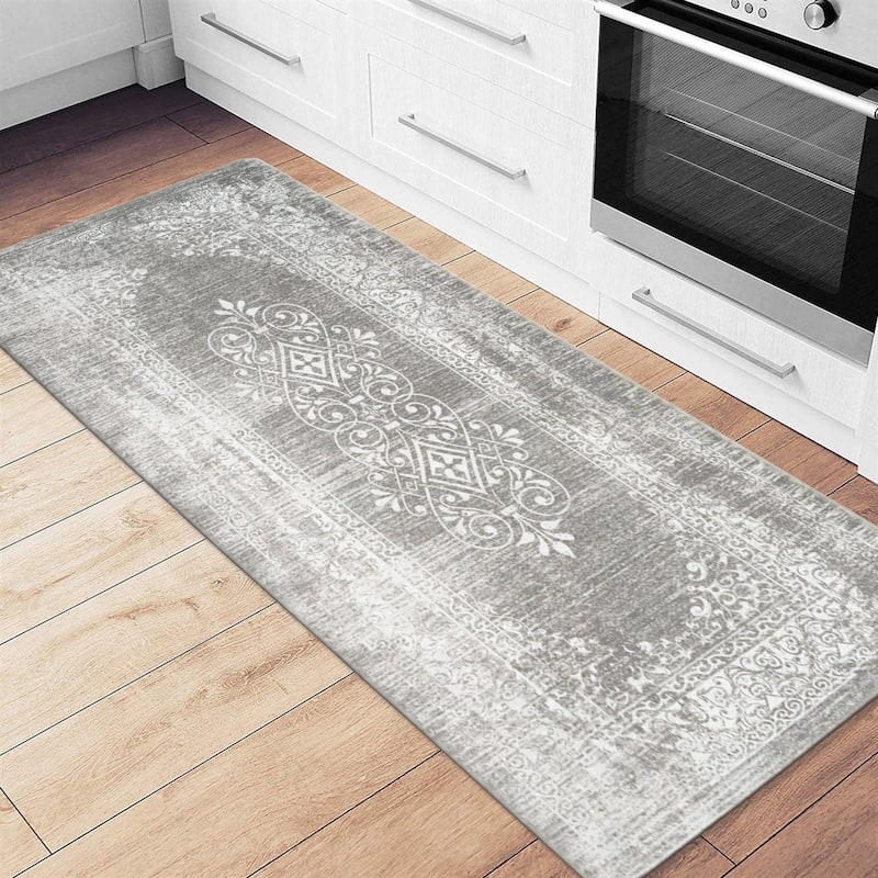 World Rug Gallery Distressed Traditional Vintage Design Anti Fatigue Standing Mat - 18" x 47"