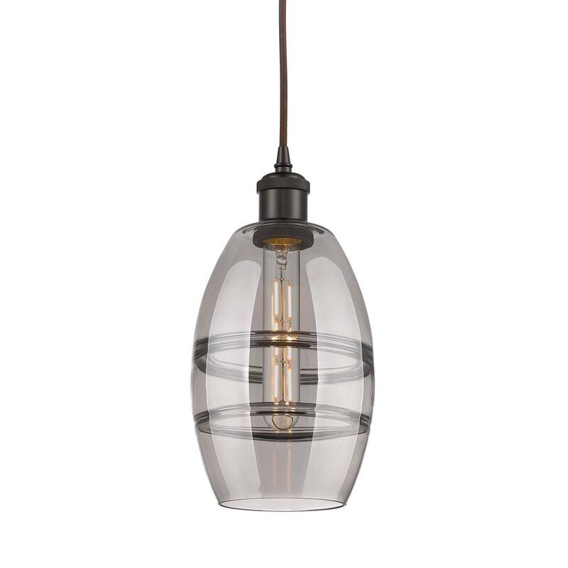 Innovations Lighting 516-1P-9-6 Vaz Pendant Vaz 6" Wide Mini Pendant - Oil Rubbed Bronze / Light Smoke