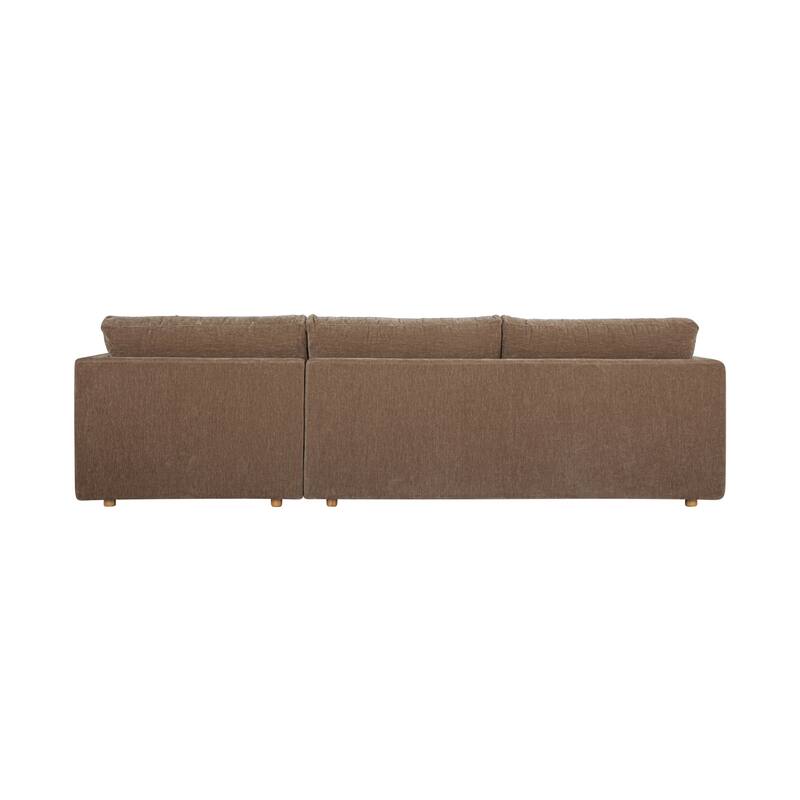 NADAAL STUDIOS Nyver Left-Facing Sectional, Deep Seat Layout with Oak Legs and Textured Polyester Upholstery, Camel