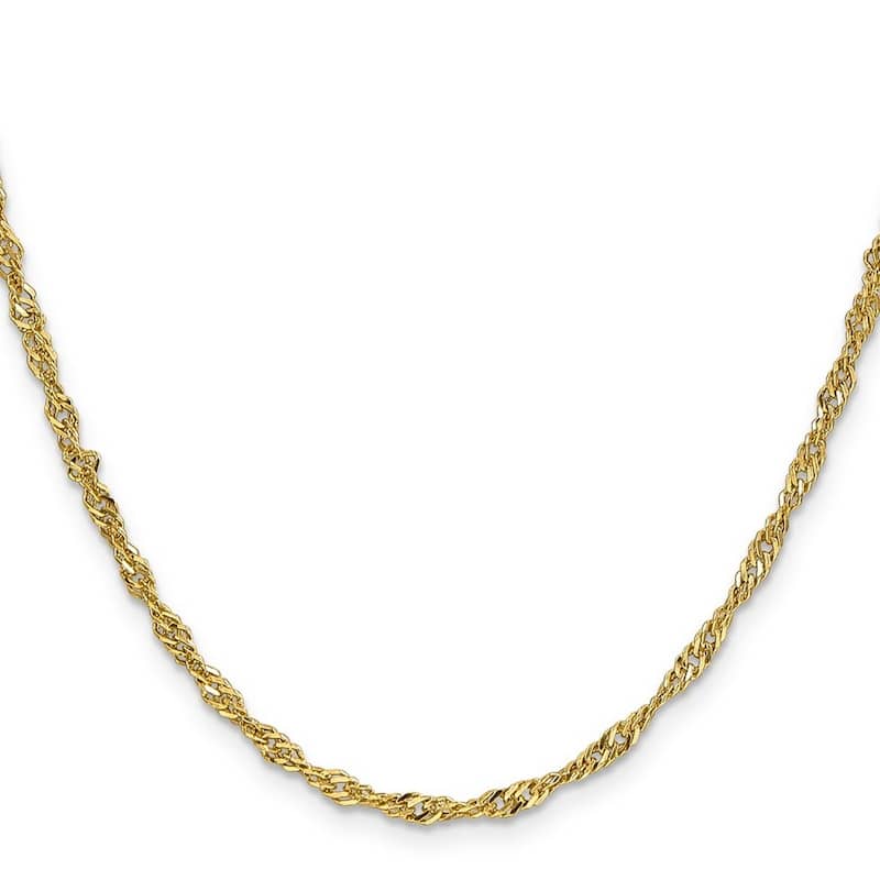Curata Women's 14k 2.75mm Lightweight Singapore Chain Anklet - 10 Inch