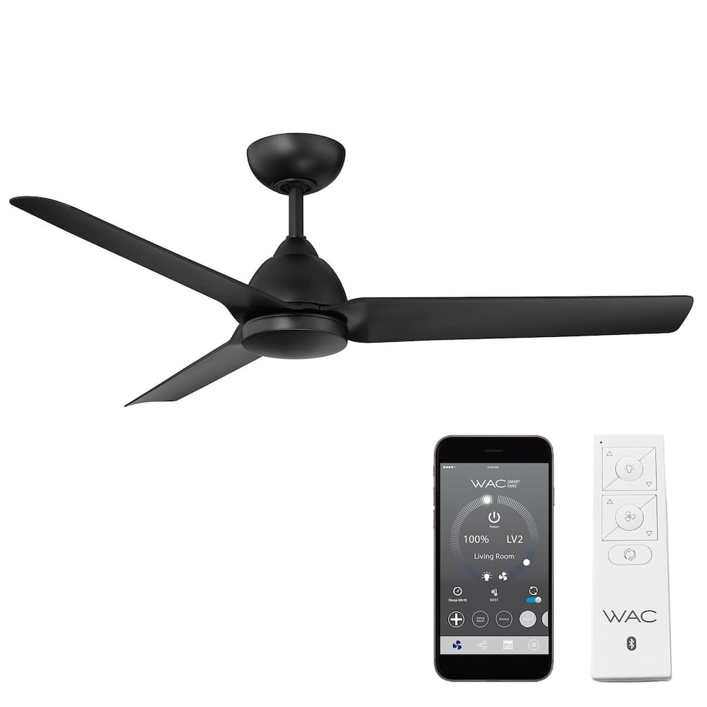 Mocha Indoor/Outdoor 3-Blade Smart Ceiling Fan 54in with Remote Control and Wall Cradle - 54