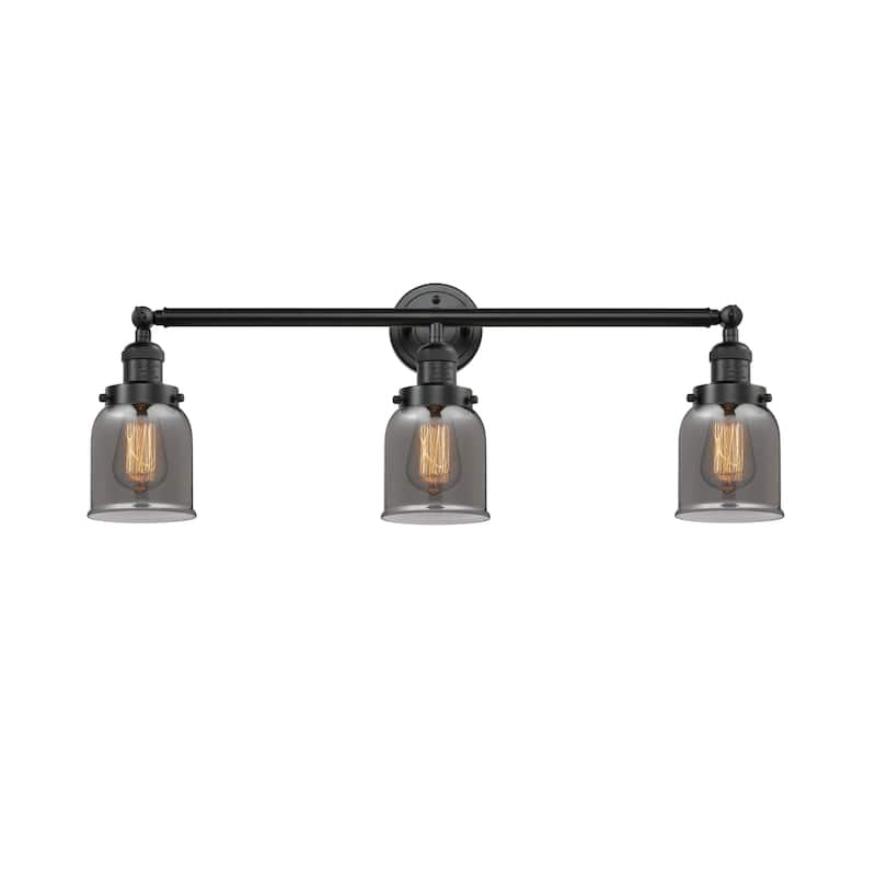 Innovations Lighting Small Bell 3 Light 30" Wide Bathroom Vanity Light - Oil Rubbed Bronze / Plated Smoked