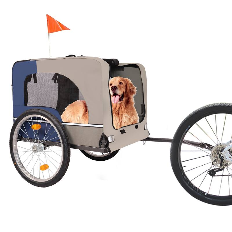 Durable Dog Bike Trailer with 20-Inch Wheels, Zippered Mesh Doors, and 88lb Capacity