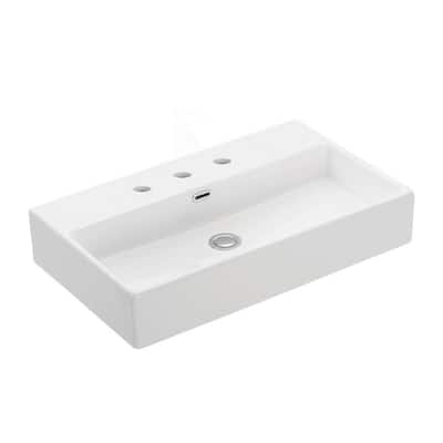 WS Bath Collections Quattro 27-5/8" Rectangular Ceramic Vessel or Wall