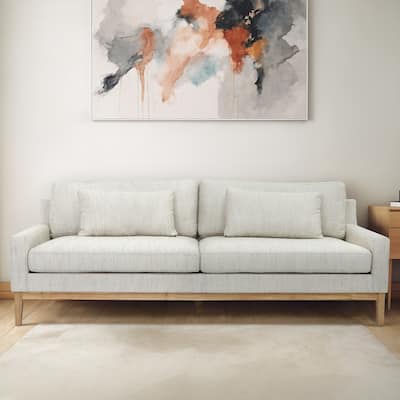 Sagebrook Home Elegant Oak Wood 3-Seat Upholstered and Bolstered Sofa - 90" x 36" x 34"