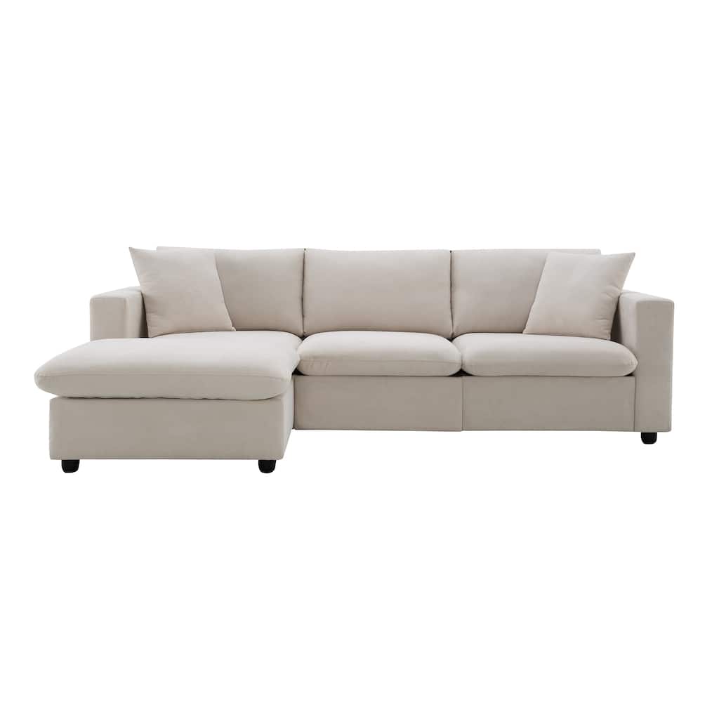 101" 4 Seat Sectional Sofa,L Shaped Cloud Couch with Movable Ottoman