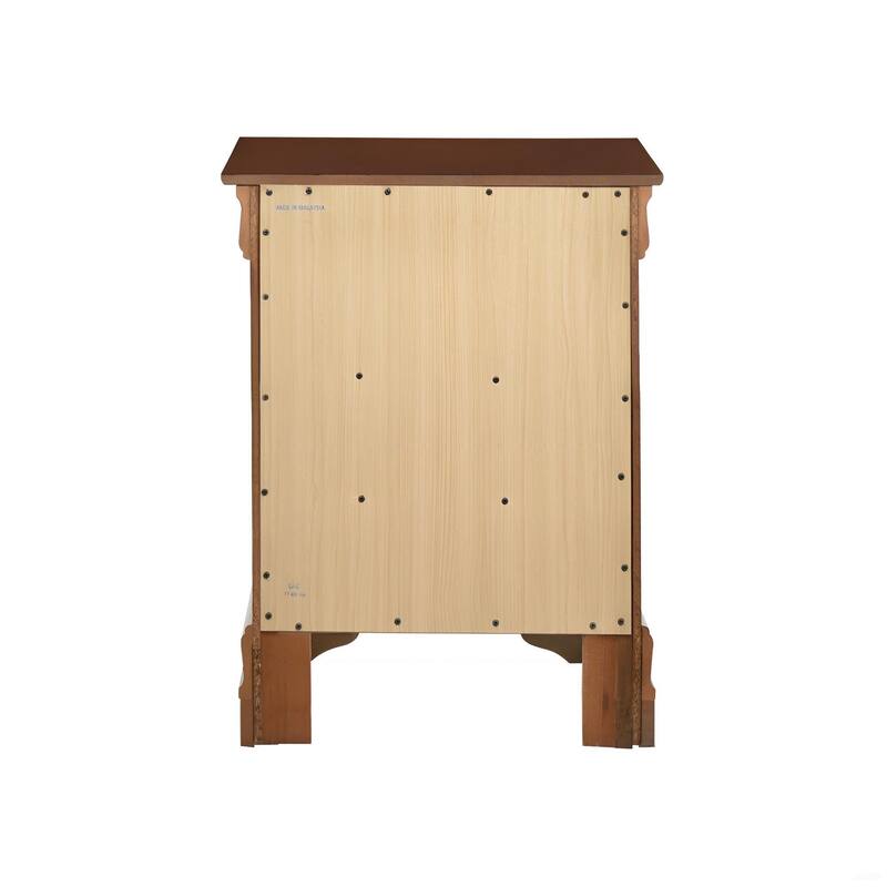 Cherry Wood Nightstand with Three Large Drawers and Warm Finish