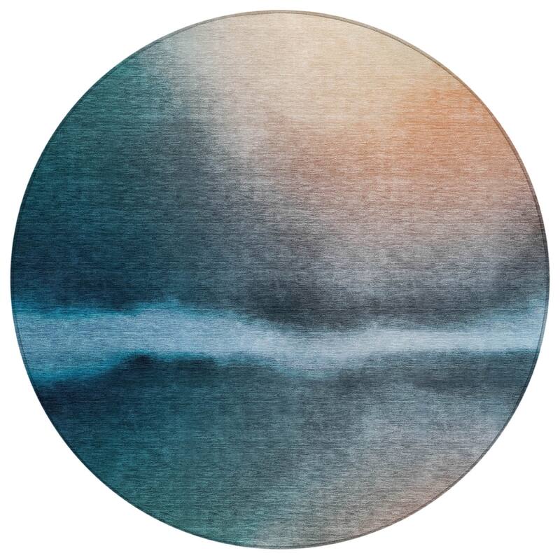 Machine Washable Indoor/ Outdoor Modern Landscape Chantille Rug