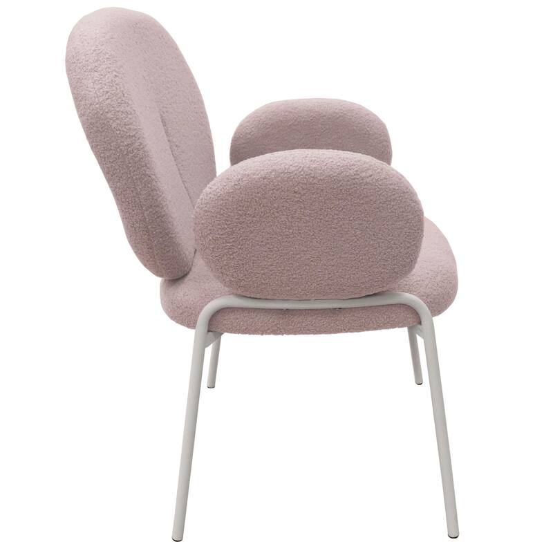 Celestial Boucle Dining Chairs in White Iron Legs by LeisureMod
