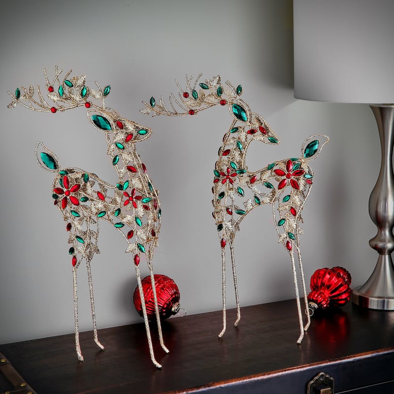 19.5" Wire Jewel Deer Set of 2