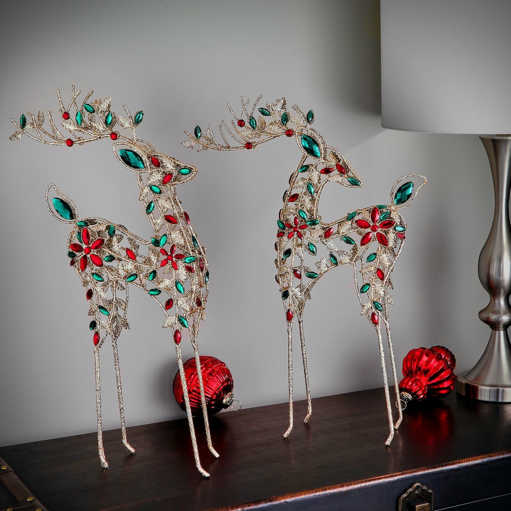 19.5" Wire Jewel Deer Set of 2