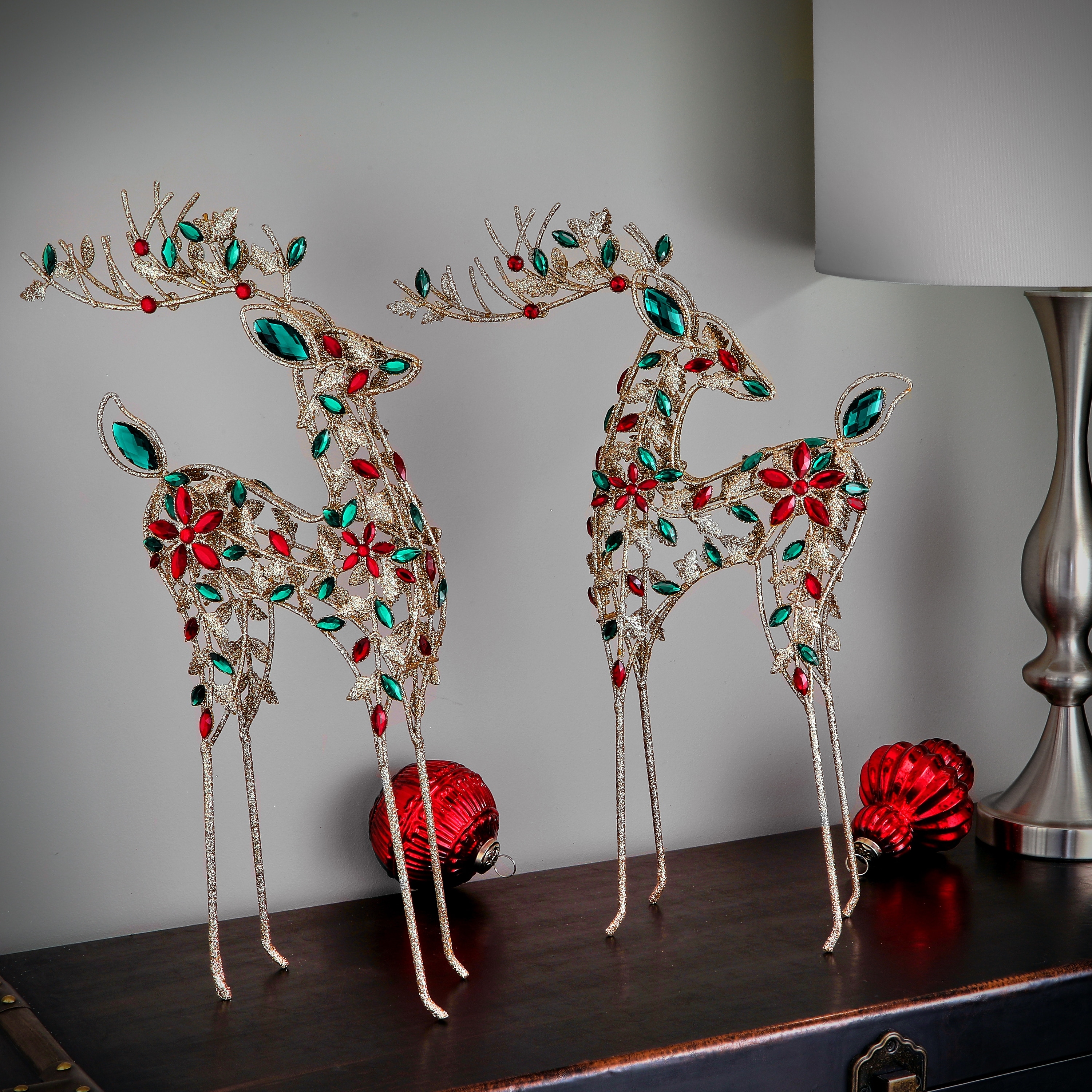 19.5" Wire Jewel Deer Set of 2