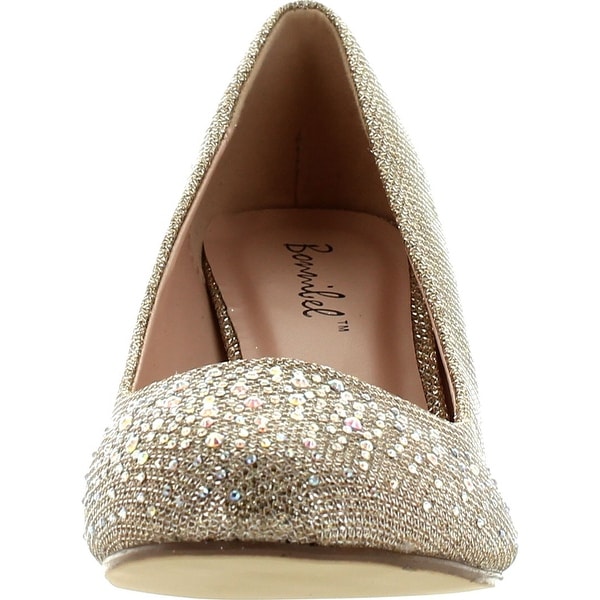 Bonnibel Wonda-1 Womens Round Toe Low Heel Glitter Dress Pumps