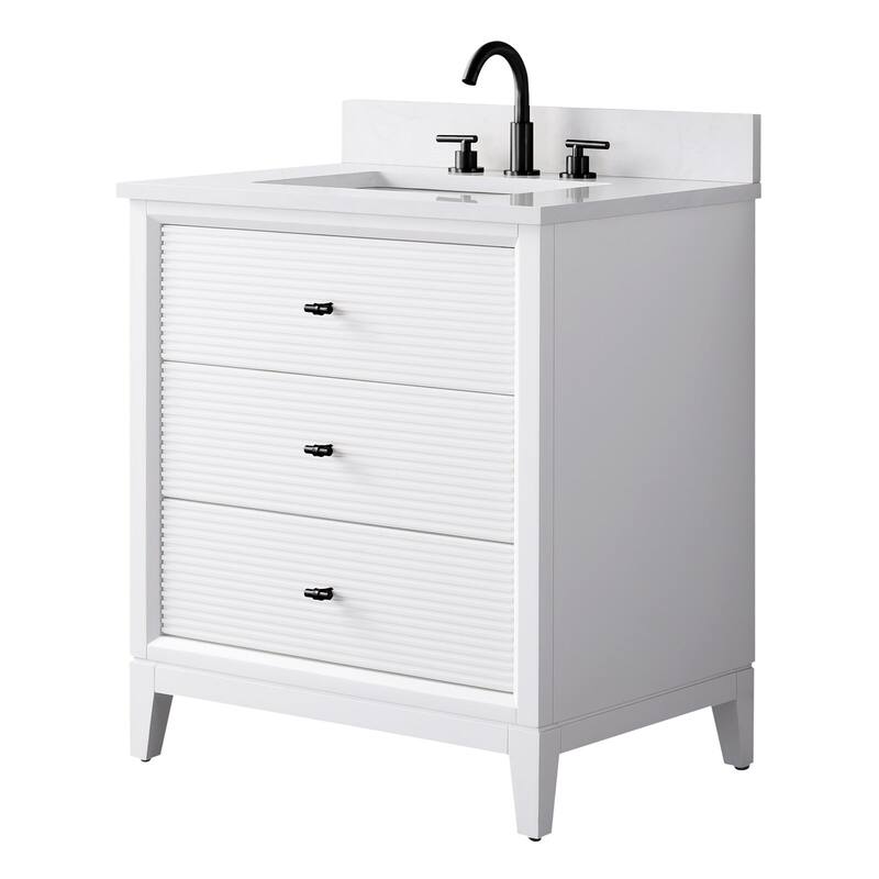 Vanity Art 30" Freestanding Bathroom Vanity with Engineered Marble Top and Sink