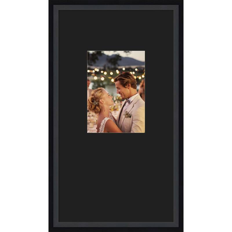 Lucie Black Framed Picture Frame, Photo Frame - 10x18 Matted Black 5x7 - Lucie Black