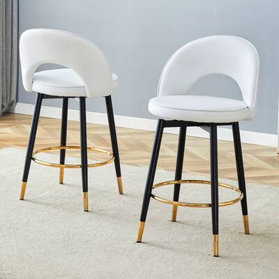 360 ° rotatable bar chair.Modern PU comfortable upholstered bar chair with smooth and beautiful black metal legs