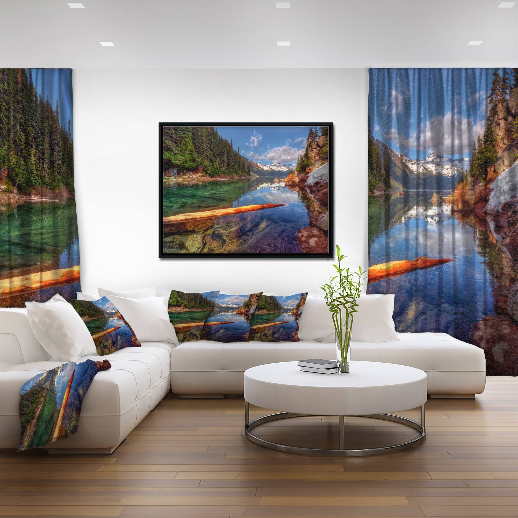 Designart "Floating Lake in Mountain Lake" Large Landscape Framed