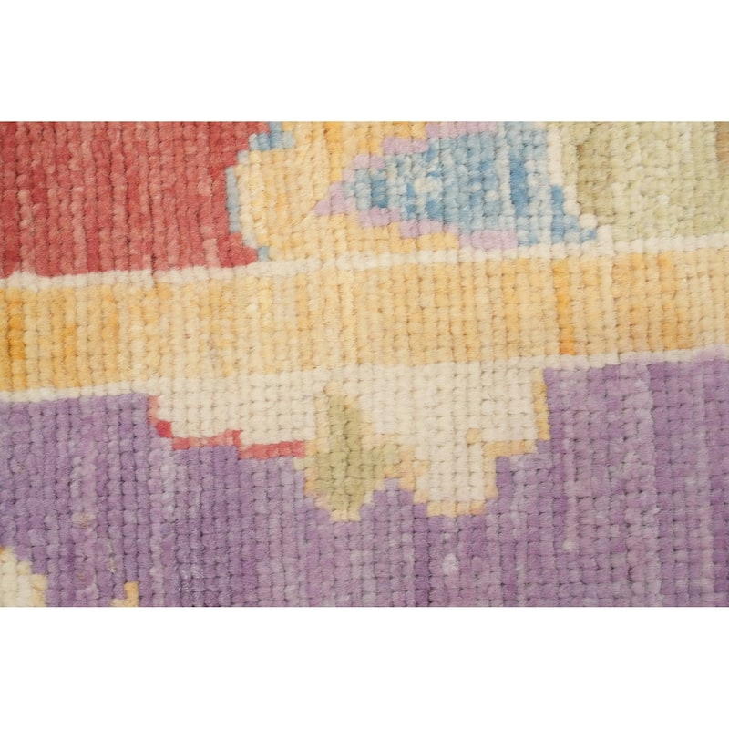 Hand Knotted Oriental 100% Wool Carpet Transitional Floral Purples Oushak Area Rug - 6' 8'' X 5' 1''