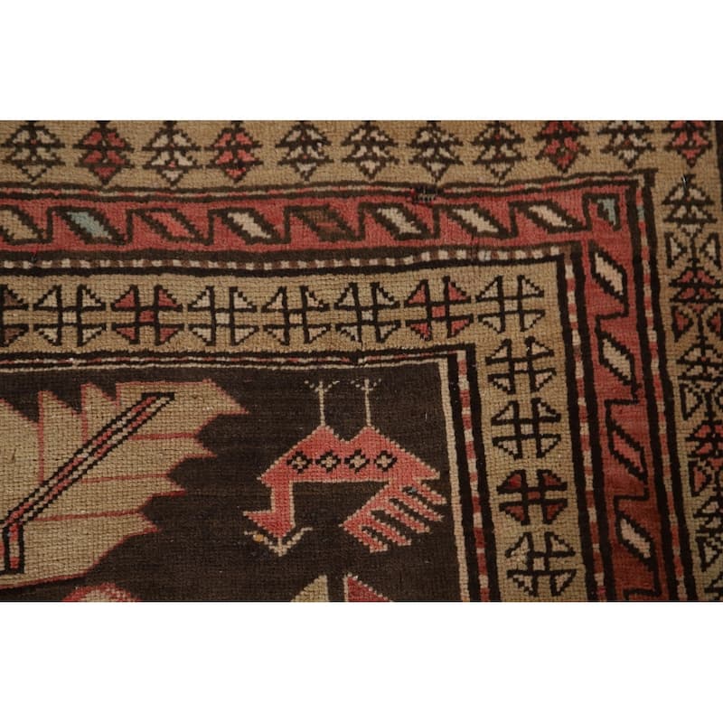 Meshkin Persian Vintage Runner Rug Handmade Wool Carpet - 4'3" x 9'5"