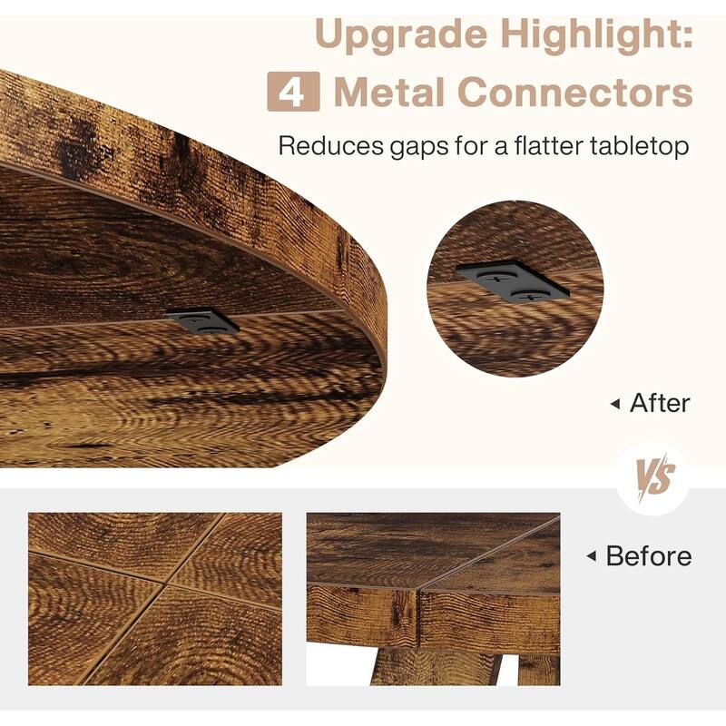 47" Round Dining Table, Wood Top Kitchen Table for Dining/Living Room