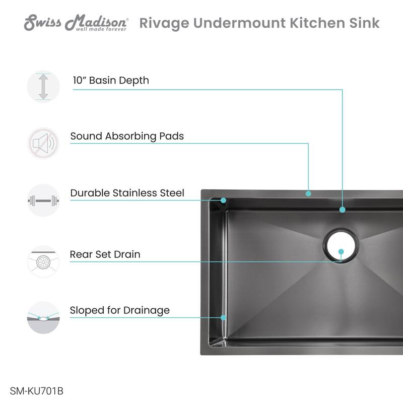 Swiss Madison Rivage 32" Undermount Single Basin Stainless Steel