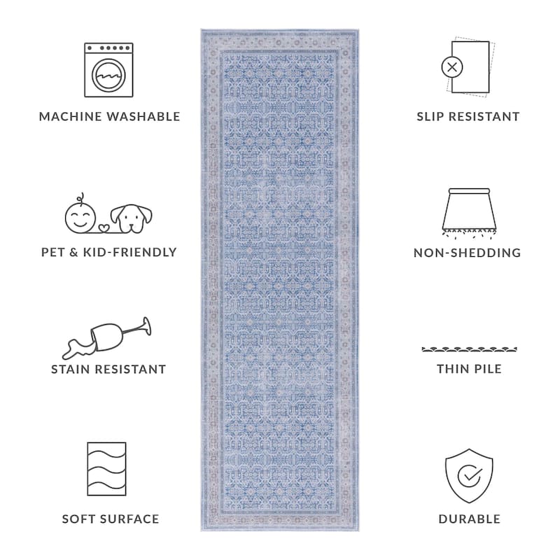 SAFAVIEH Tucson Machine Washable Slip Resistant Nelja Oriental Rug