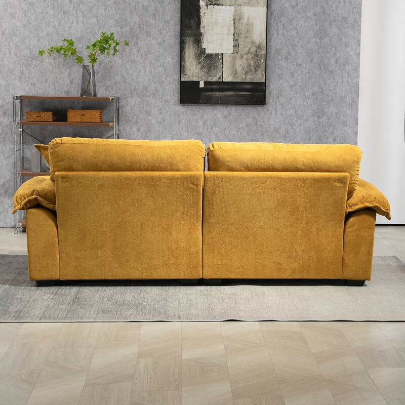 Small Sofa Loveseat Deep Seat Sofa Couch with 2 Throw Pillows, 2-Seater Settee with Pillow Top Armrests