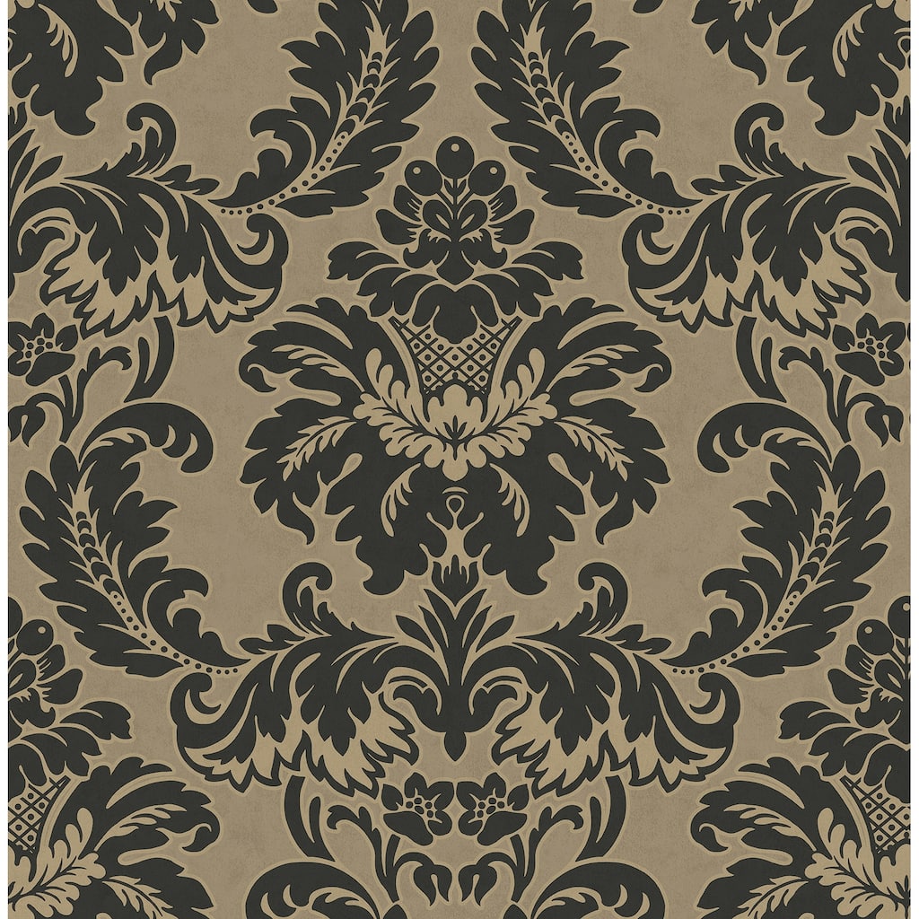 Brewster Windsor Black Damask Wallpaper